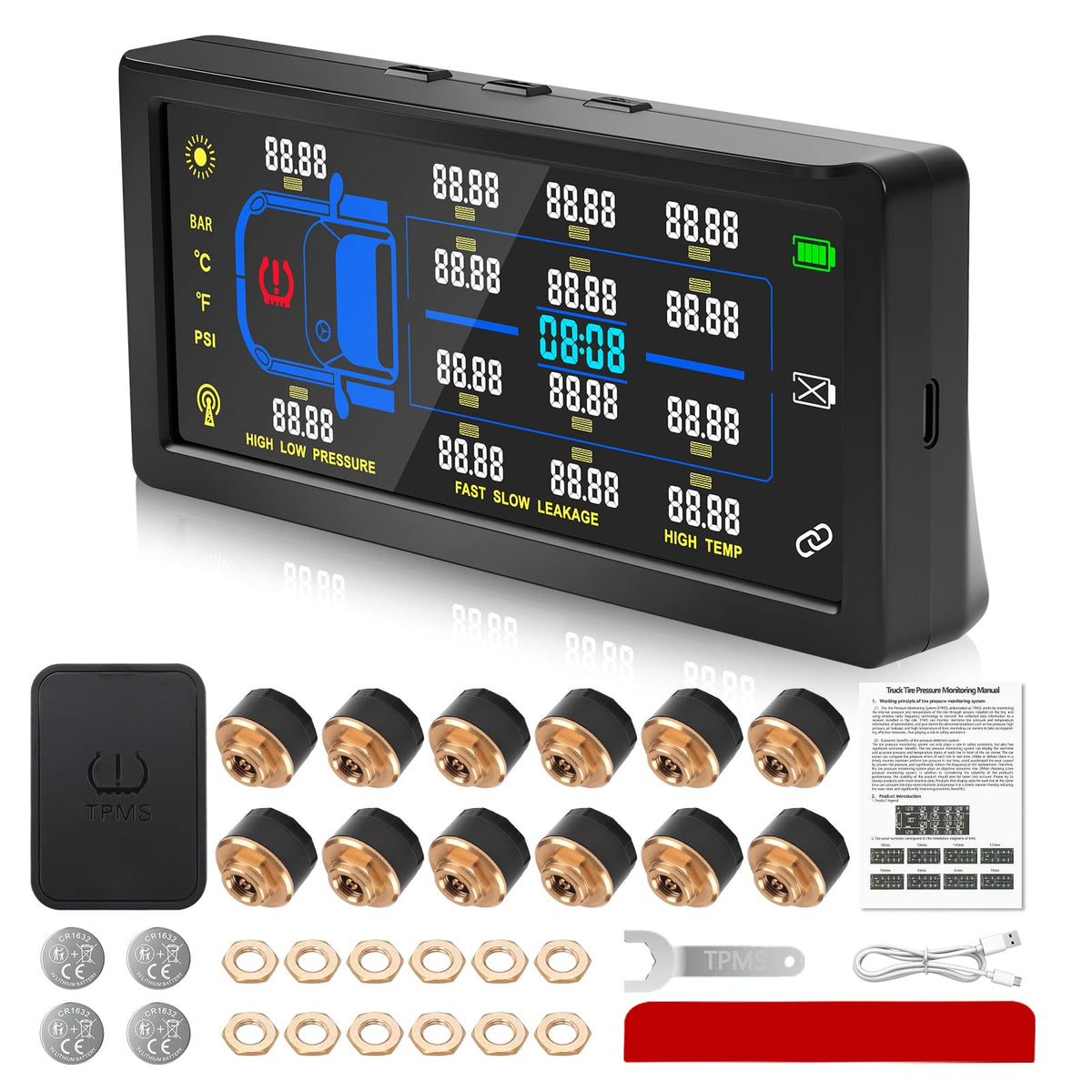 SYNJAUPO RV Trailer Tire Pressure Monitoring System with 7" LCD Screen