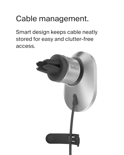 Belkin MagSafe-Compatible Wireless Car Charger with 15W Fast Charging, Powerful Magnetic Vent Holder for iPhone 16, 15, 14, 13, and 12 Series