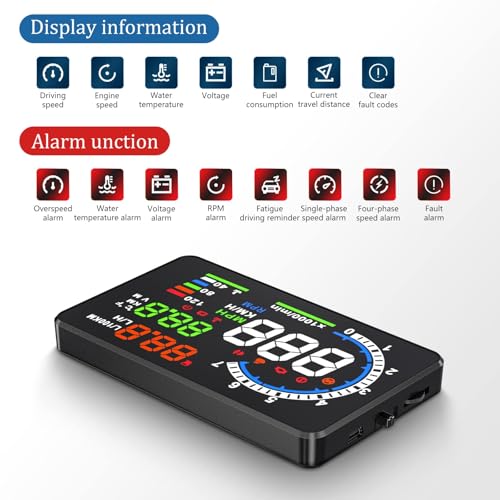 wiiyii Heads Up Display for Cars,Digital Speedometer fos Car,Car HUD A8