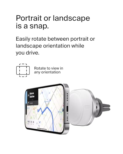 Belkin MagSafe-Compatible Wireless Car Charger with 15W Fast Charging, Powerful Magnetic Vent Holder for iPhone 16, 15, 14, 13, and 12 Series