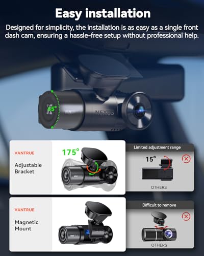【Bundle: Vantrue N2X Front and Inside Dash Cam + Hardwire Kit】 Dual Dashcam, Infrared Cabin Camera, STARVIS 2, GPS, 24Hrs Parking Mode, Support 1TB, WiFi Dash Cam