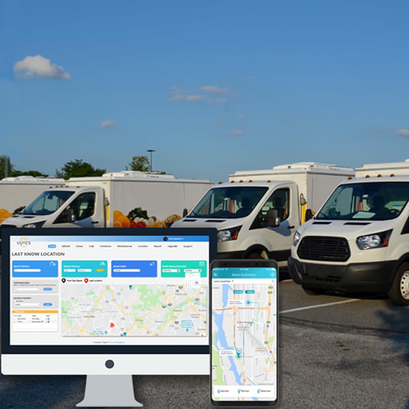VyncsFleet: GPS Tracker No Monthly Fee, 4G LTE OBD, Real Time Fleet Car/Truck Tracking, SIM, Free 1 Year Data Plan, Trips, Vehicle Diagnostics, Driver Safety Alerts, Fuel Report, Emission Report