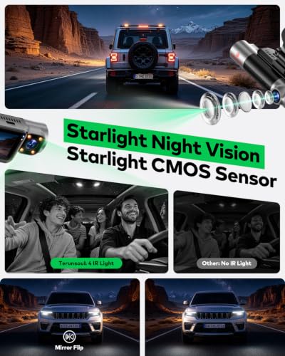 4K+4K+1080P 3 Channel Dash Cam, Free 128GB Card, AProX HD Night Vision