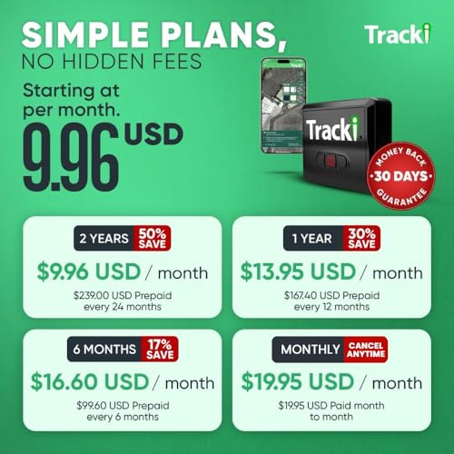 Tracki Mini GPS Tracker, Subscription Required, Cancel Anytime – Universal Compact 4G LTE Tracker for Vehicles