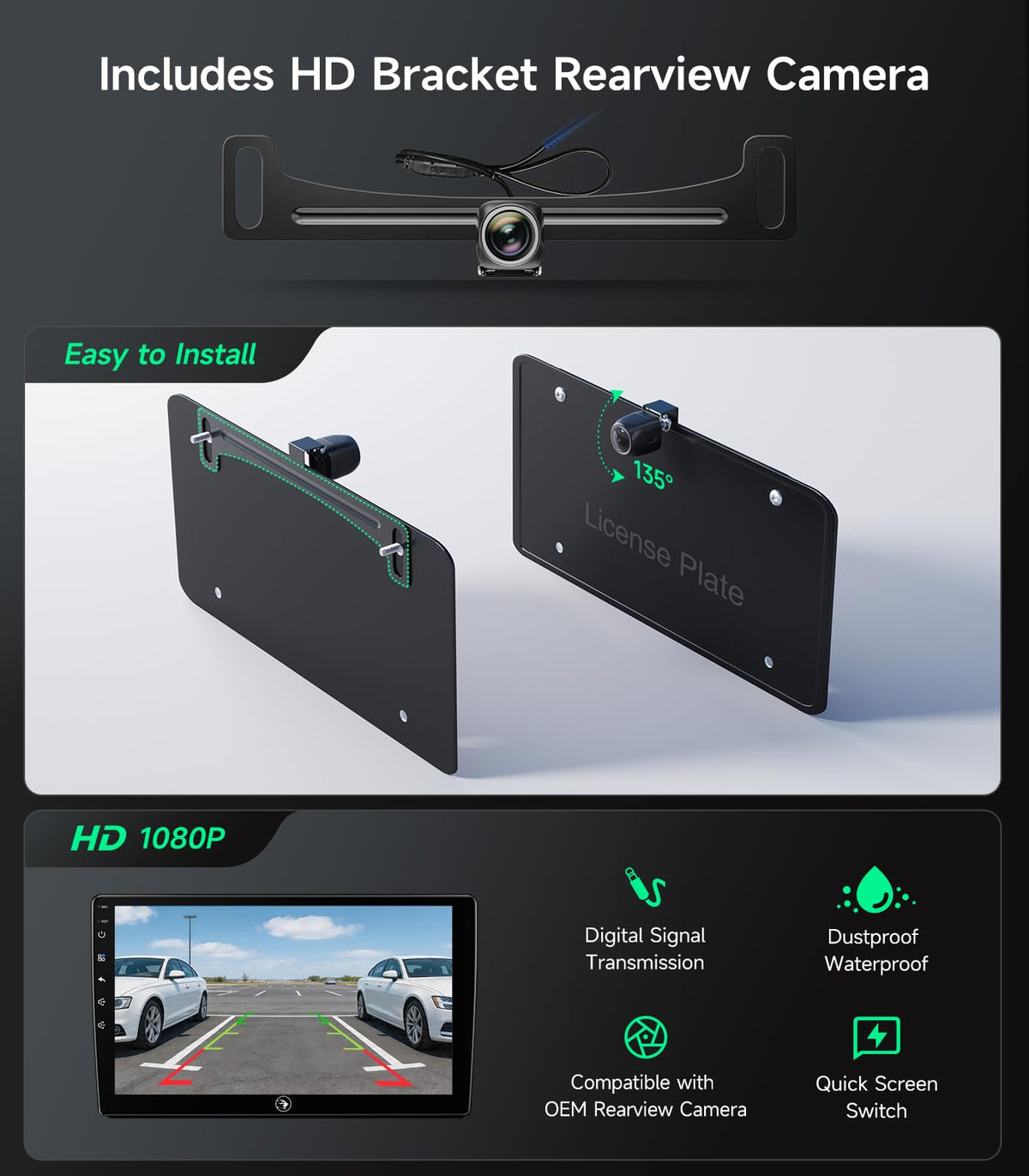 Car Stereo Radio for Toyota Camry 2012-2014, Wireless CarPlay Android Auto