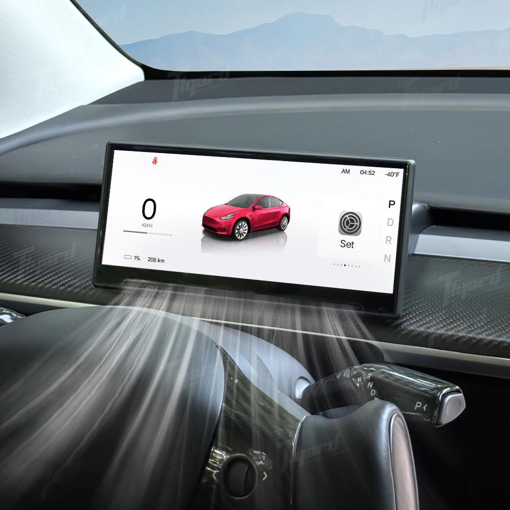 Tlyard Heads Up Display for Tesla Model Y Model 3, 8.9" 2.5D HD Thin CarPlay & Android Auto OTA Updates, No Block AC Vent Sync Autopilot Data with Front Camera