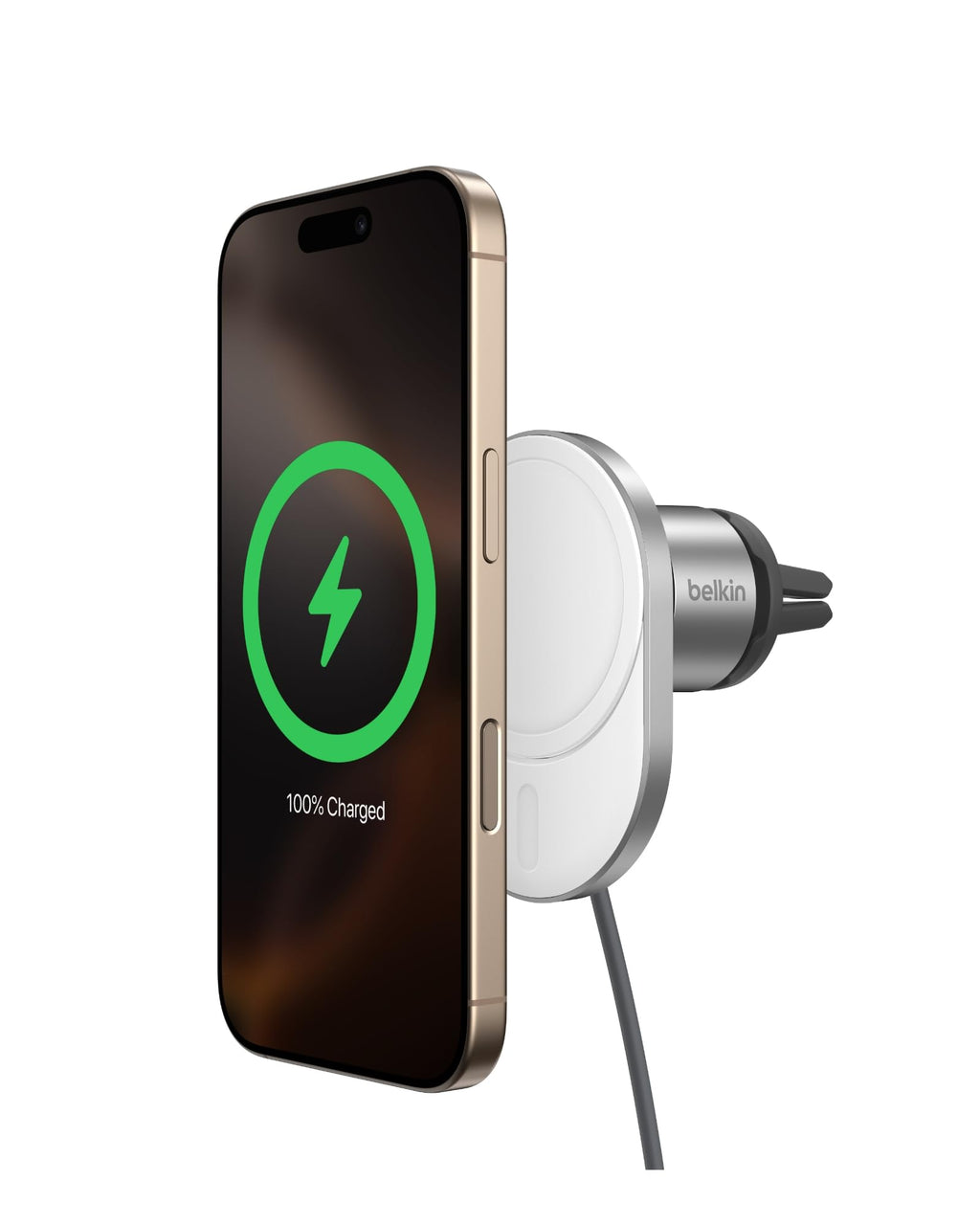 Belkin MagSafe-Compatible Wireless Car Charger with 15W Fast Charging, Powerful Magnetic Vent Holder for iPhone 16, 15, 14, 13, and 12 Series
