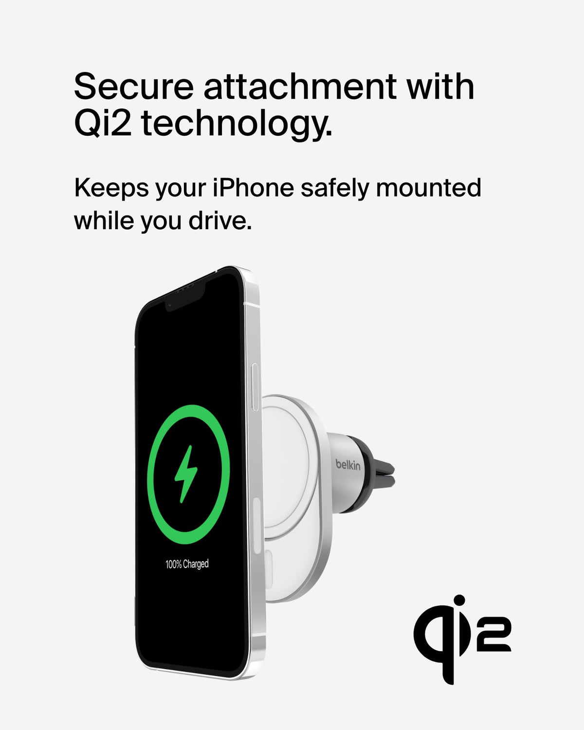 Belkin MagSafe-Compatible Wireless Car Charger with 15W Fast Charging, Powerful Magnetic Vent Holder for iPhone 16, 15, 14, 13, and 12 Series