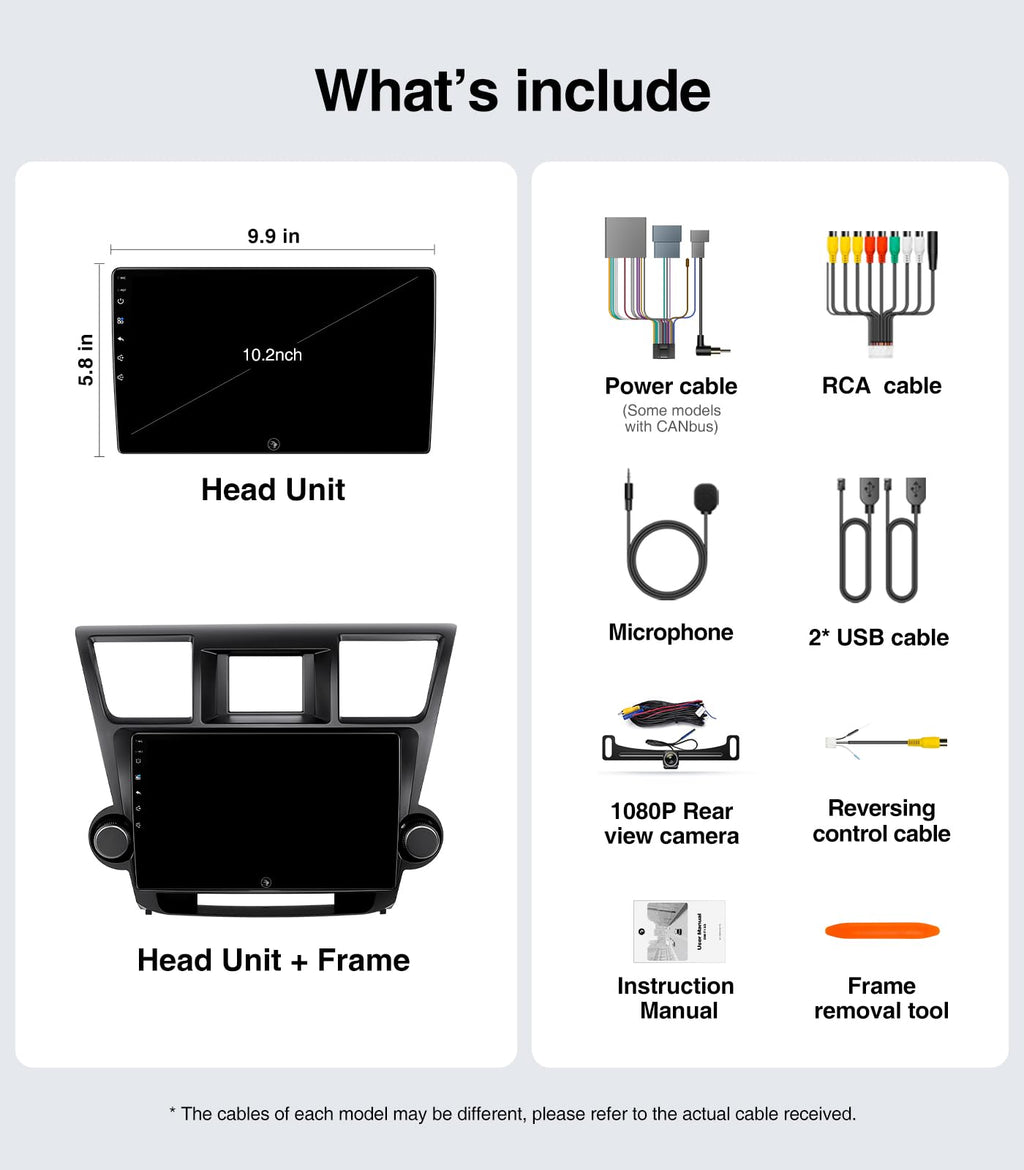 AINAVI Car Radio Stereo for Toyota Highlander 2009-2013 Wireless CarPlay