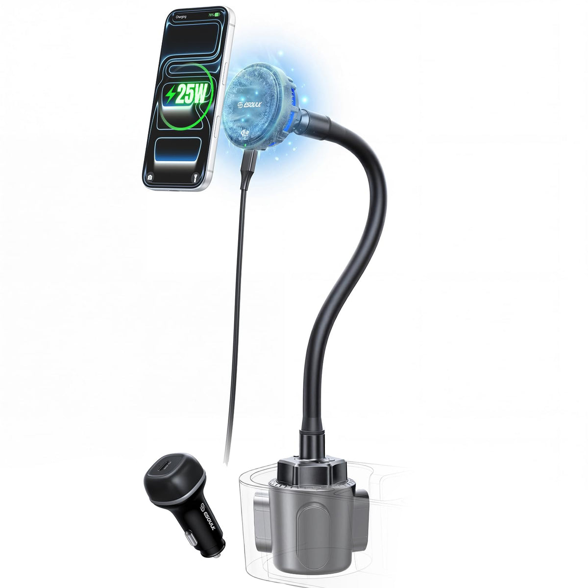 Qi2 25W Wireless Car Charger with Cooling Mount