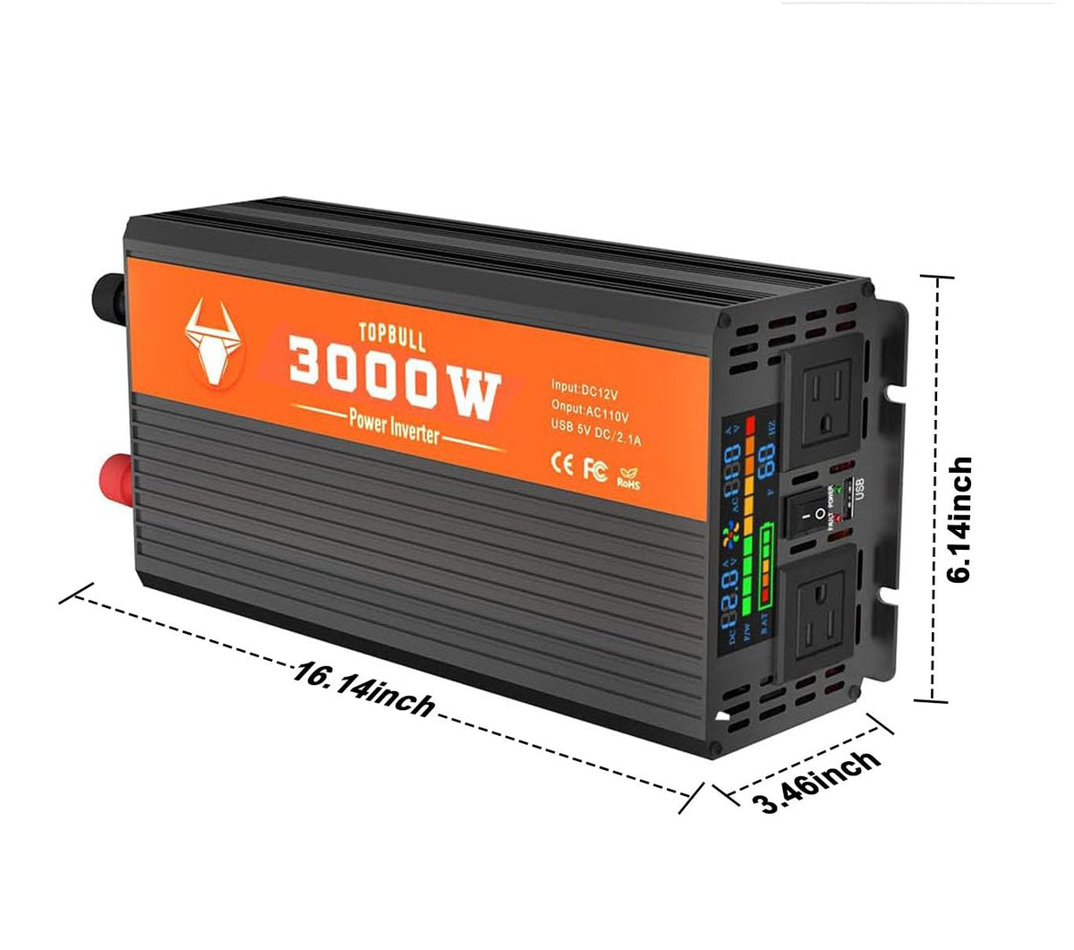 Power Inverter 12V DC to 110V/120V AC Converter