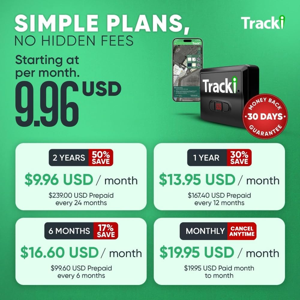 Tracki Mini GPS Tracker, Subscription Required, Cancel Anytime – Universal Compact 4G LTE Tracker for Vehicles