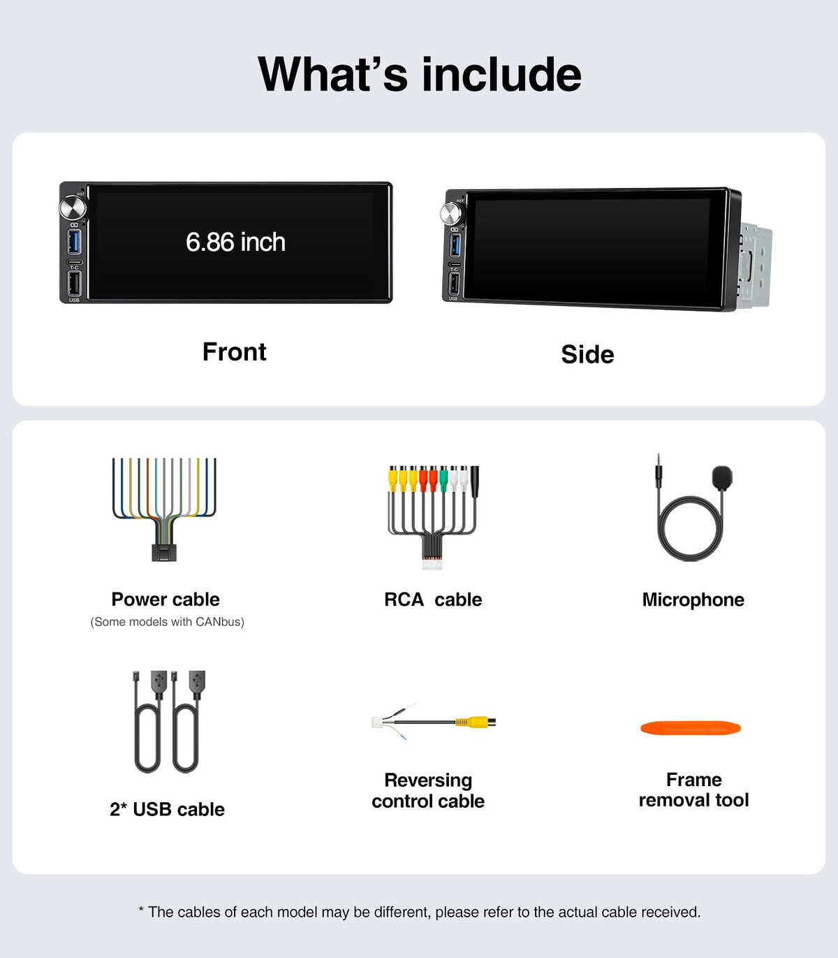 Single Din Car Stereo Radio with Wireless Carplay Android Auto, 6.9" 1080P HD Touchscreen Linux Head Unit