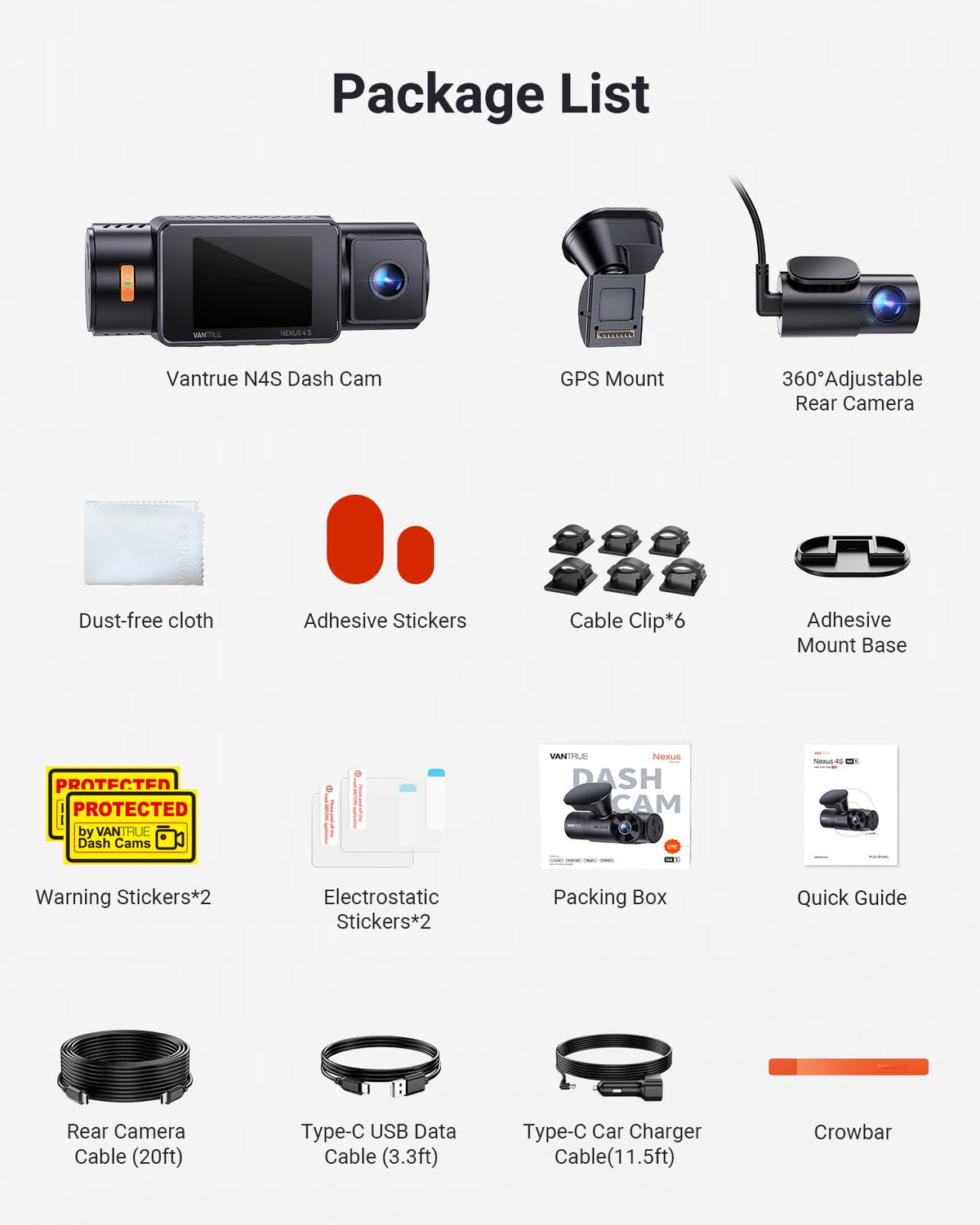 Vantrue N4S 3 Channel Dash Cam