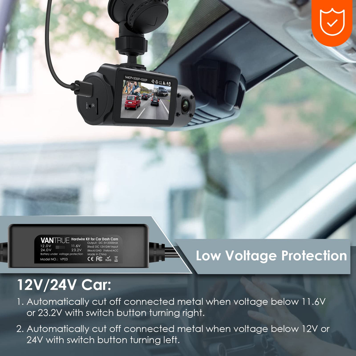 【Bundle: Vantrue N2X Front and Inside Dash Cam + Hardwire Kit】 Dual Dashcam, Infrared Cabin Camera, STARVIS 2, GPS, 24Hrs Parking Mode, Support 1TB, WiFi Dash Cam