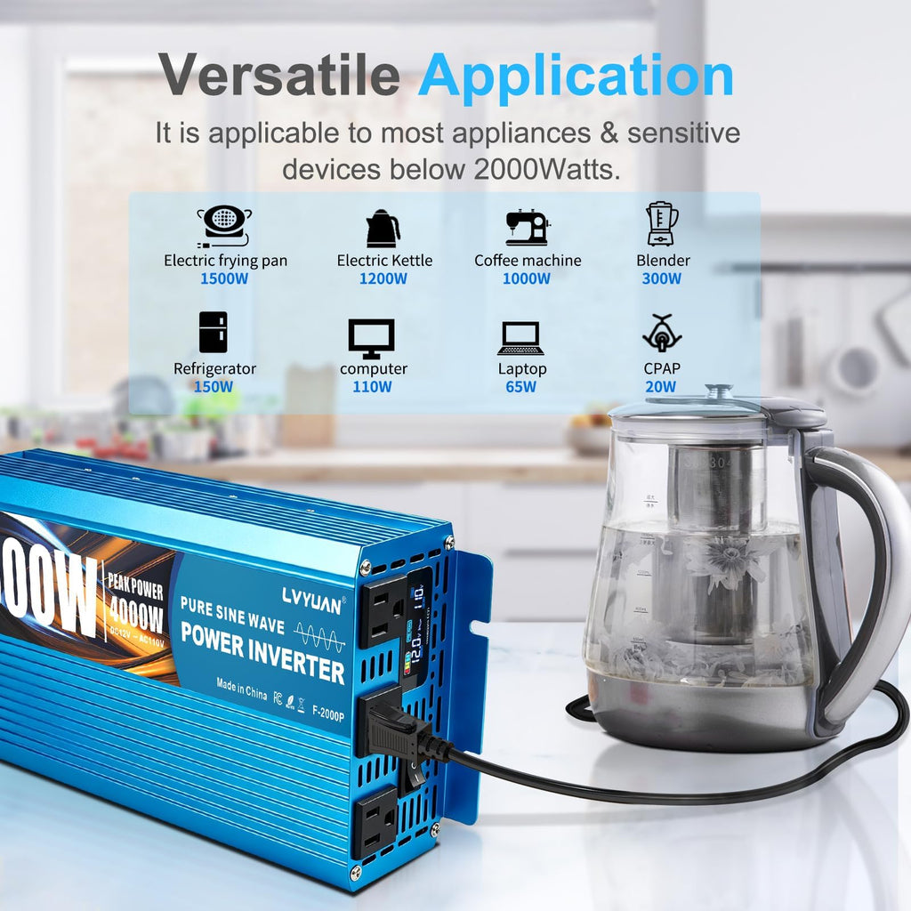 Parent‑Variant-LVYUAN Pure Sine Wave Power Inverter 12V DC to 110V/120V