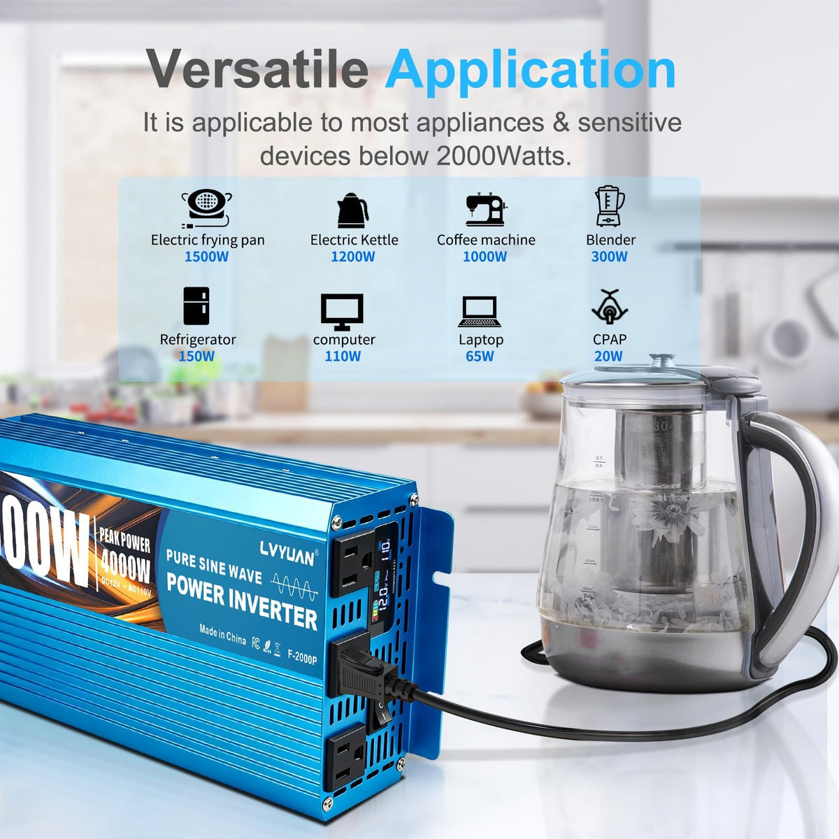 Parent‑Variant-LVYUAN Pure Sine Wave Power Inverter 12V DC to 110V/120V