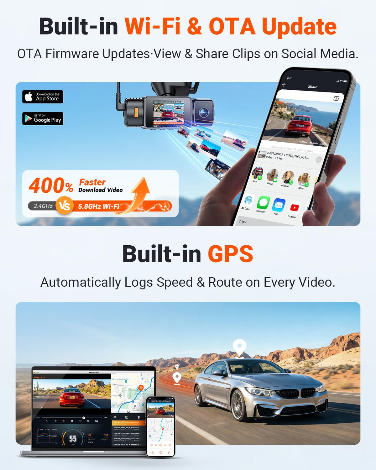 Vantrue N4S 3 Channel Dash Cam