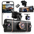 4 Channel Dash Cam 360° View Front Rear Inside & Left Right,4K+1080P*3 FHD Car Camera,5 GHz WiFi & APP Control,8 IR Lamps Night Vision, G-Sensor, 24H Parking Mode, Includes 64GB SD Card.