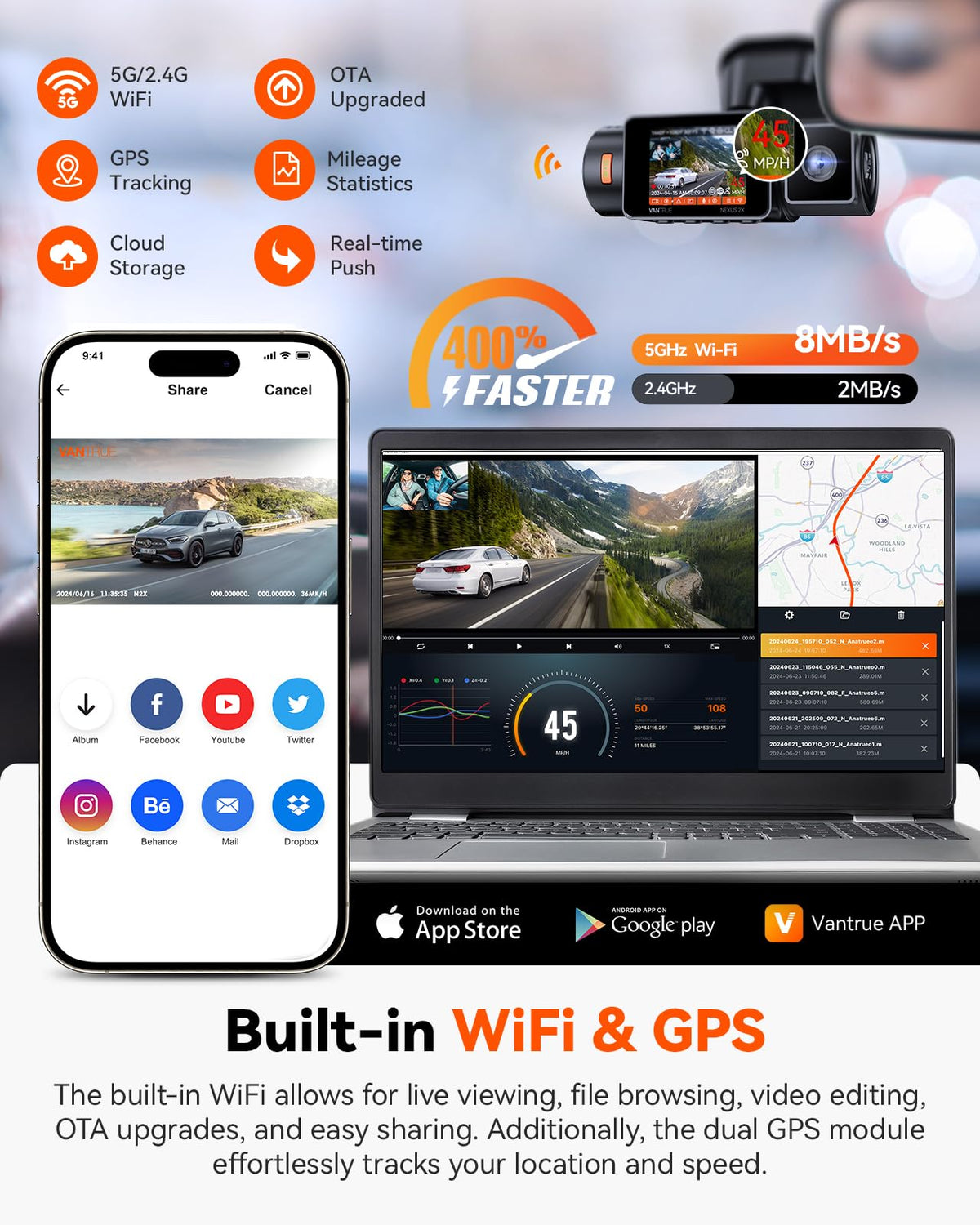 【Bundle: Vantrue N2X Front and Inside Dash Cam + Hardwire Kit】 Dual Dashcam, Infrared Cabin Camera, STARVIS 2, GPS, 24Hrs Parking Mode, Support 1TB, WiFi Dash Cam