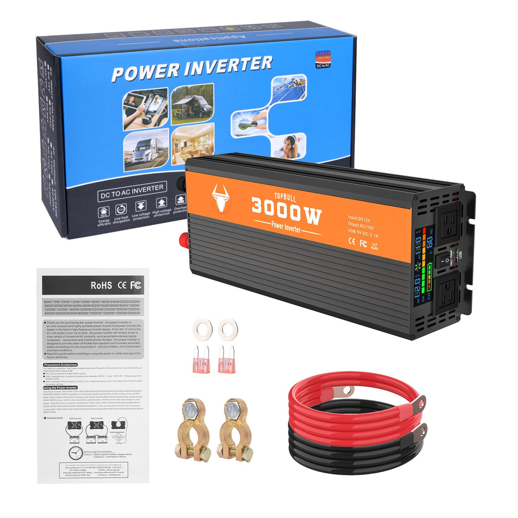 Power Inverter 12V DC to 110V/120V AC Converter