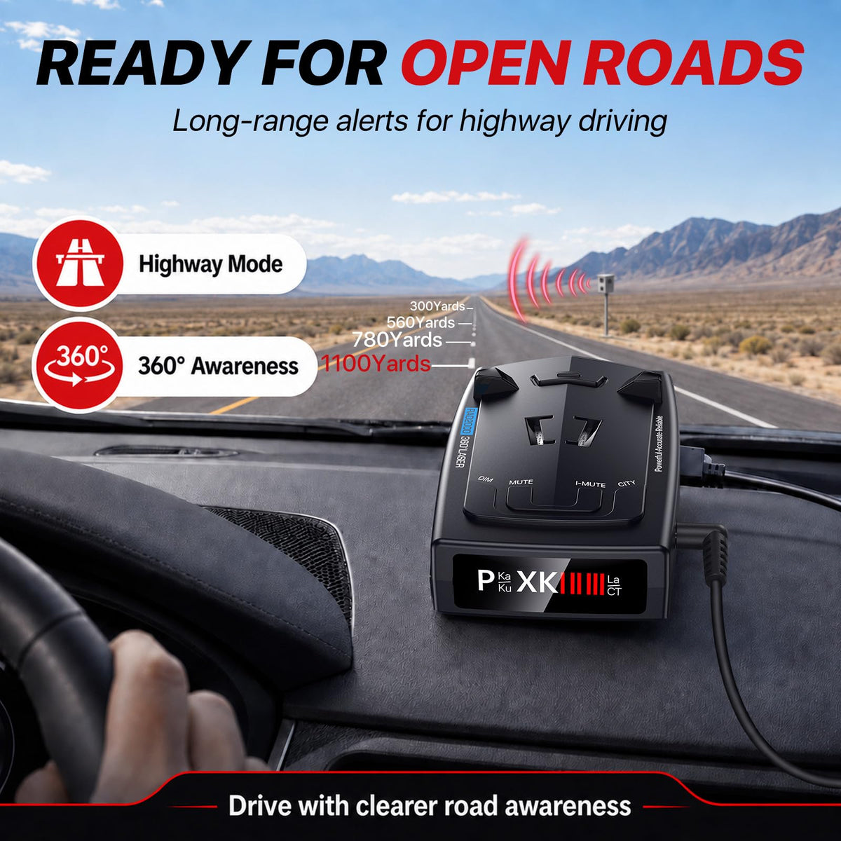 Radar Detector for Cars, Long Range Police Radar Detector, 360° Detection