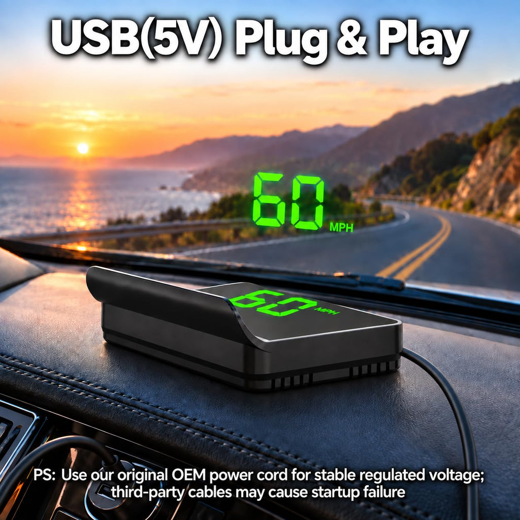 Heads up Display for Cars,Car HUD,Head up Display for Car,Digital GPS HUD Speedometer,USB Cable Plug and Play,Automatic Brightness Adjustment,Large Font Display