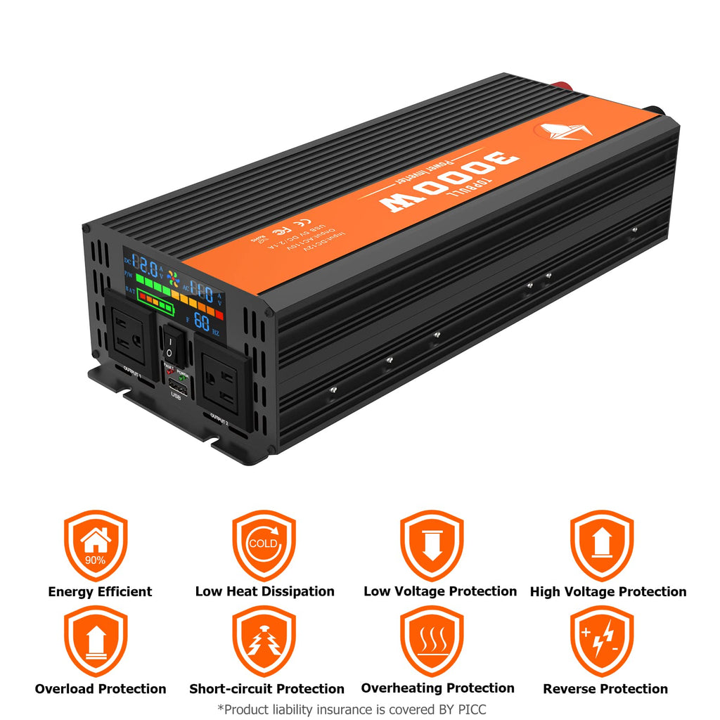 Power Inverter 12V DC to 110V/120V AC Converter