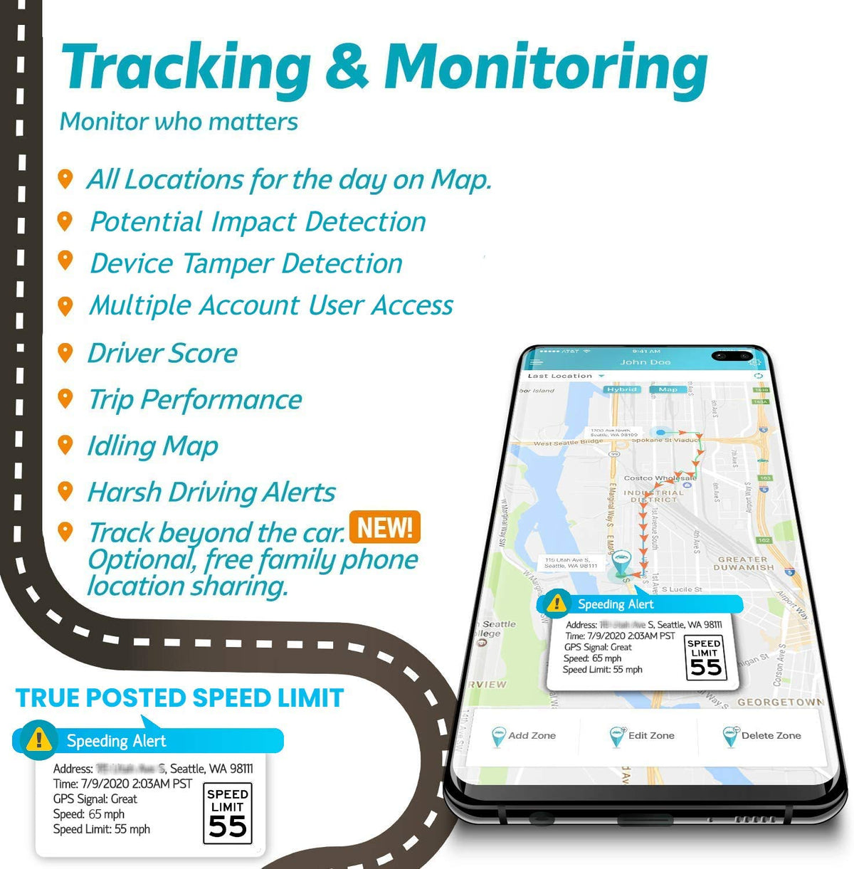 VyncsFleet: GPS Tracker No Monthly Fee, 4G LTE OBD, Real Time Fleet Car/Truck Tracking, SIM, Free 1 Year Data Plan, Trips, Vehicle Diagnostics, Driver Safety Alerts, Fuel Report, Emission Report