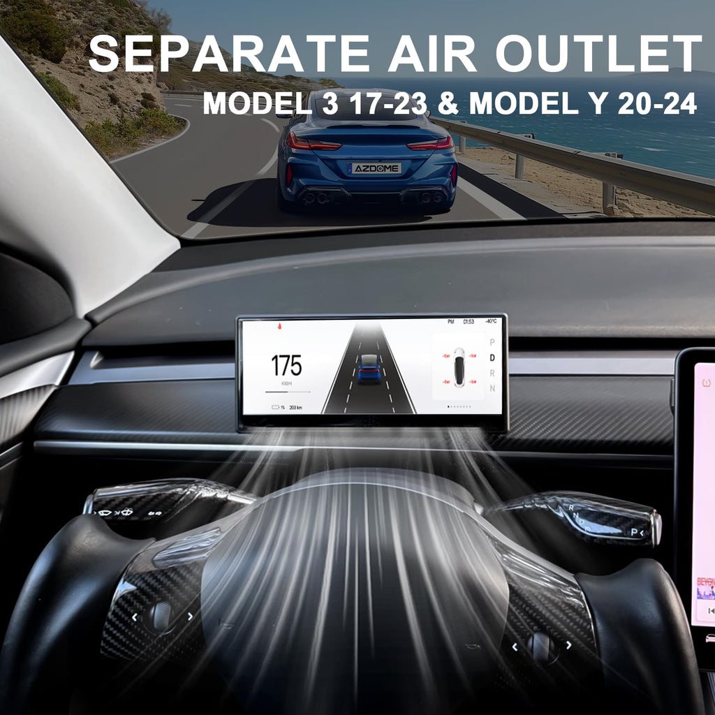 Tlyard Heads Up Display for Tesla Model Y Model 3, 8.9" 2.5D HD Thin CarPlay & Android Auto OTA Updates, No Block AC Vent Sync Autopilot Data with Front Camera