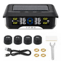 XBNVGP RV Tire Pressure Monitoring System (TPMS) with 4 Sensors, 6 Alarm Modes, Solar & USB Dual Charging, Color LCD Display, 0-144 PSI for Truck SUV MPV Sedan Trailer Fifth Wheel