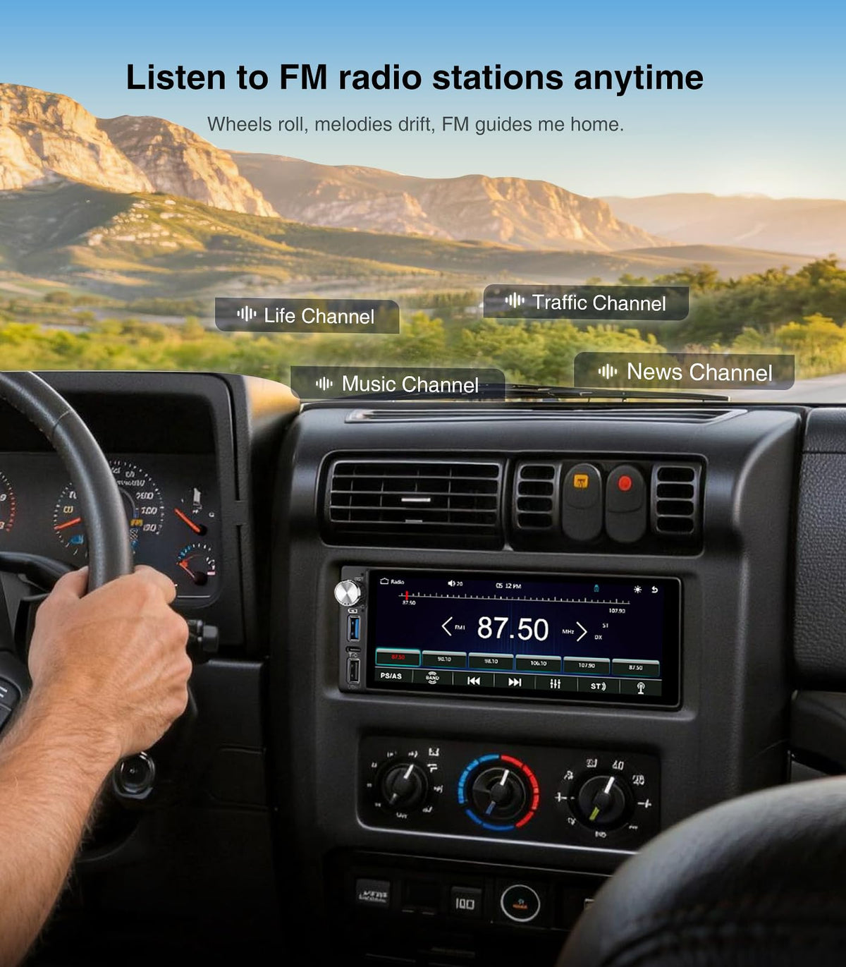 Single Din Car Stereo Radio with Wireless Carplay Android Auto, 6.9" 1080P HD Touchscreen Linux Head Unit