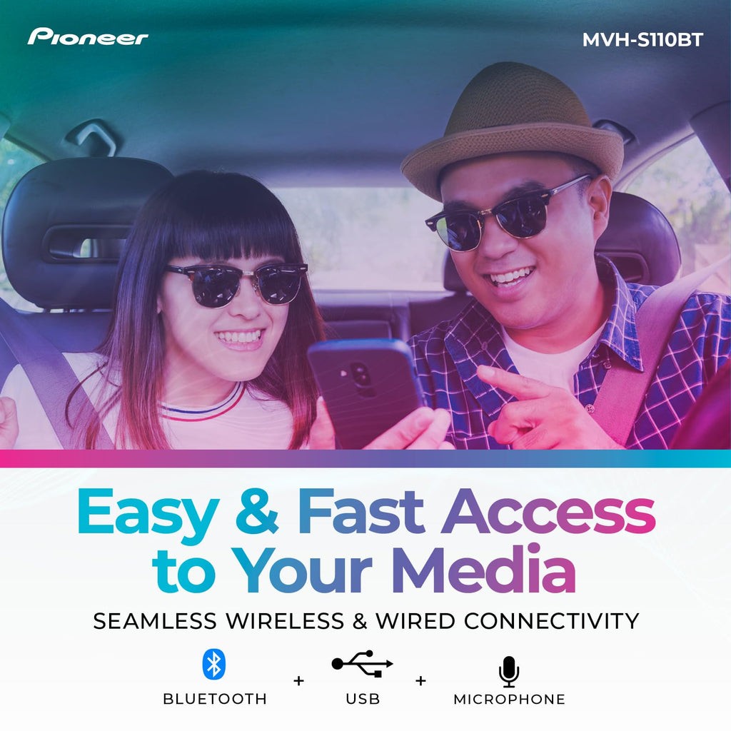 Pioneer MVH-S110BT 1-Din Digital Media Car Stereo with Bluetooth