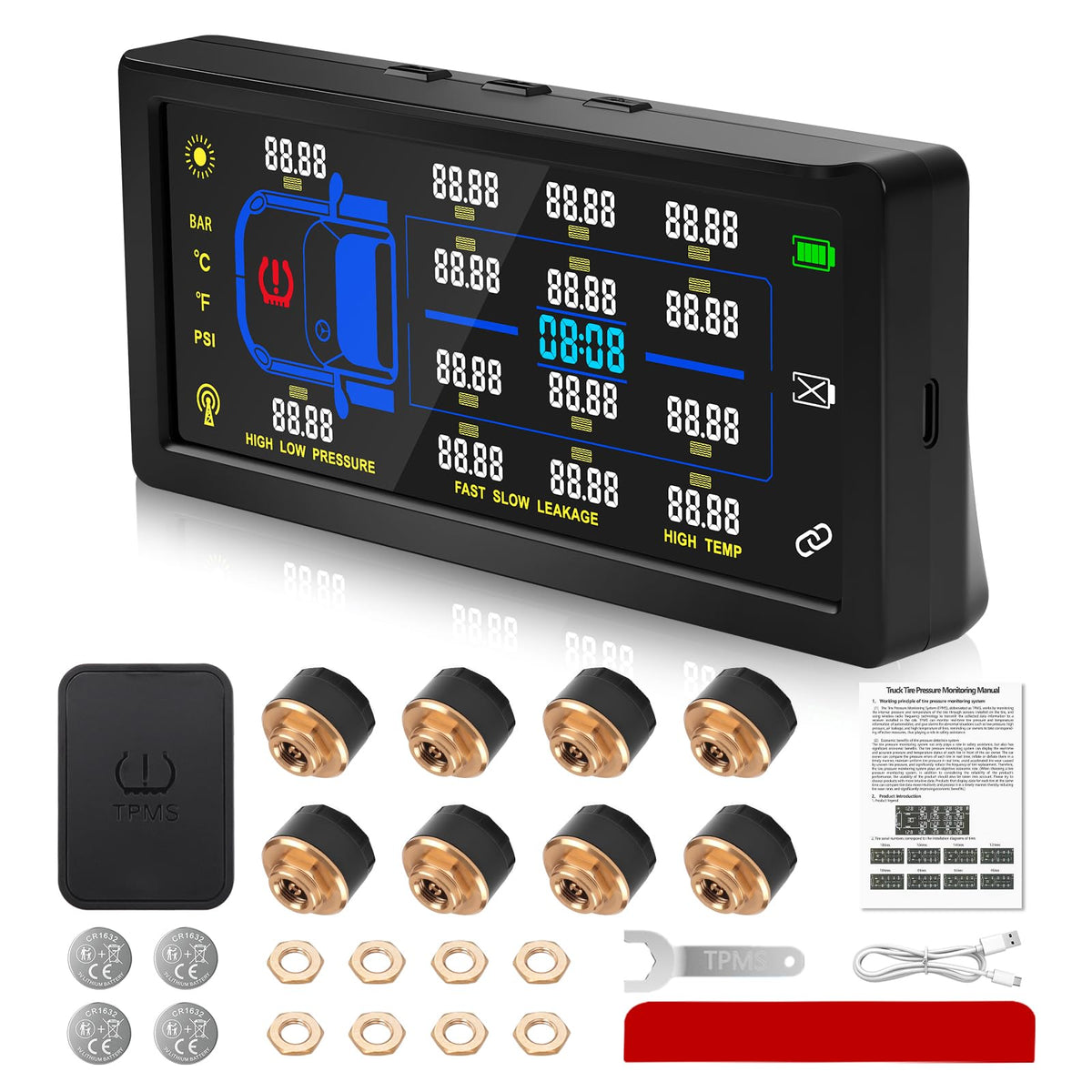 SYNJAUPO RV Trailer Tire Pressure Monitoring System with 7" LCD Screen