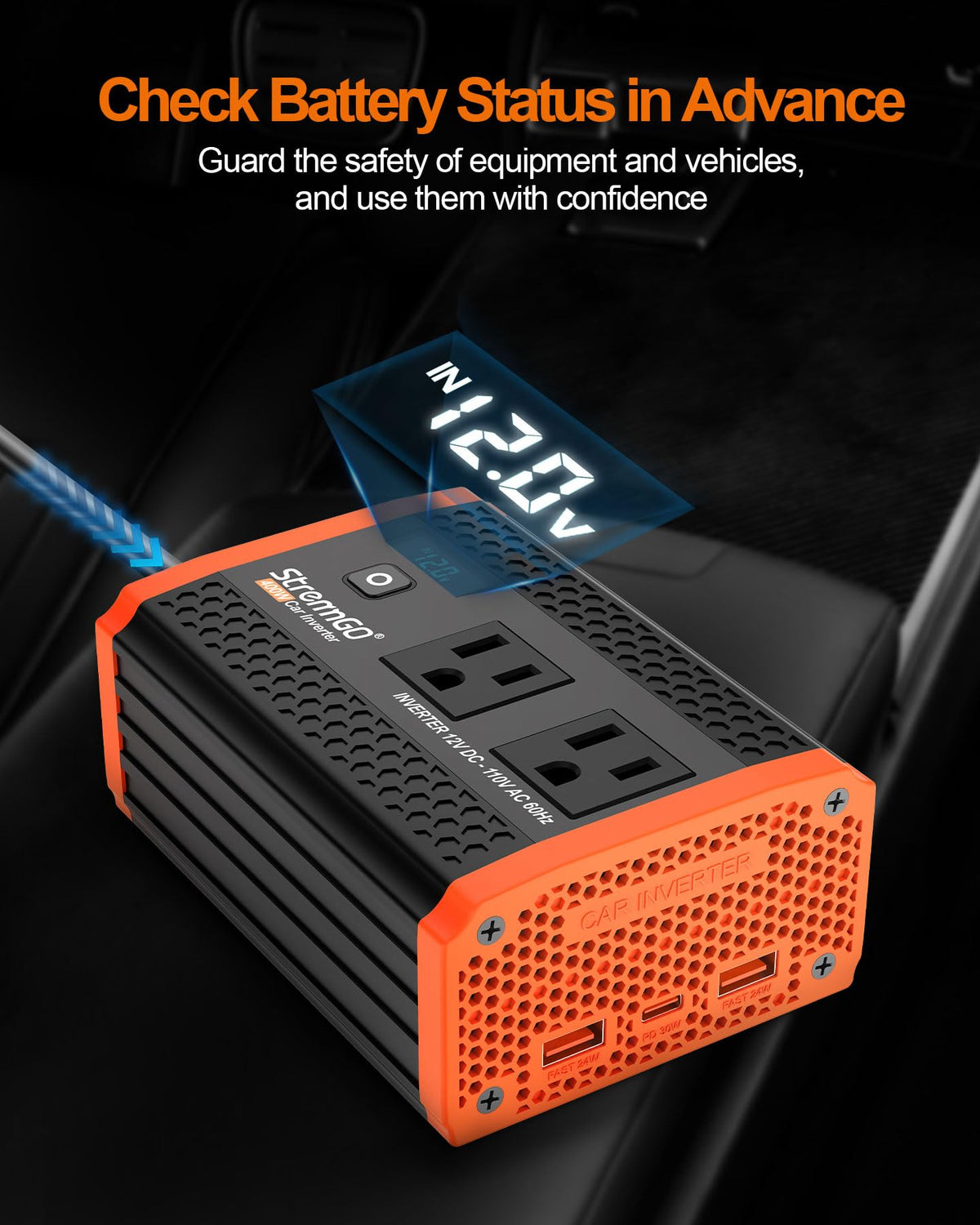 400W Power Inverters for Vehicle Dual AC Car Plug Adapter Outlet