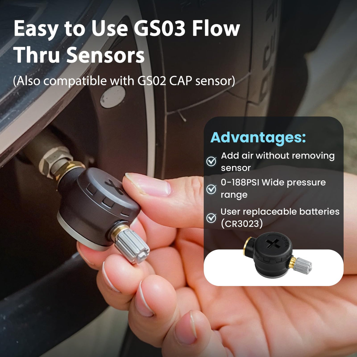 GUTA Tire Pressure Monitoring System, GT80 Trailer TPMS with Color Touchscreen Display