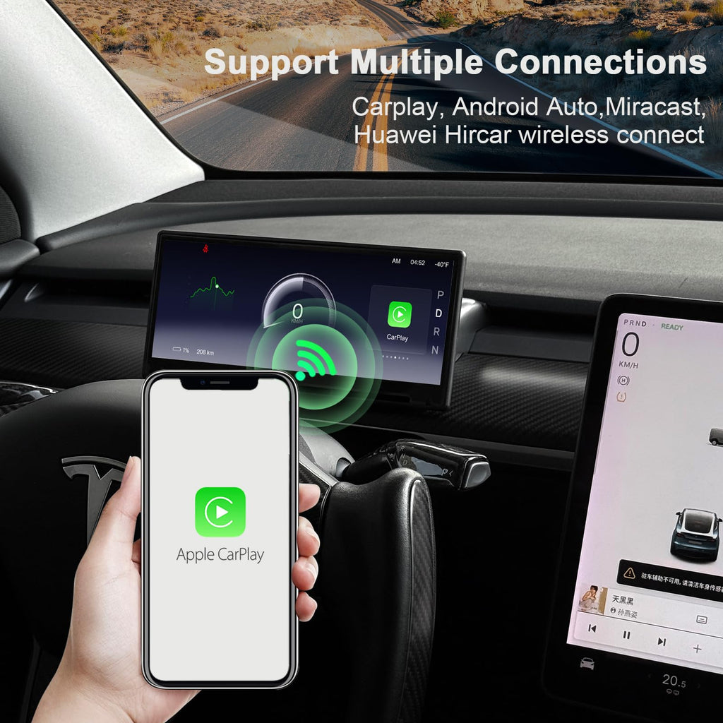 Tlyard Heads Up Display for Tesla Model Y Model 3, 8.9" 2.5D HD Thin CarPlay & Android Auto OTA Updates, No Block AC Vent Sync Autopilot Data with Front Camera