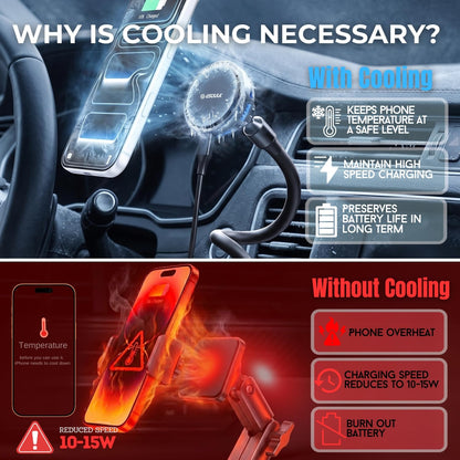 Qi2 25W Wireless Car Charger with Cooling Mount