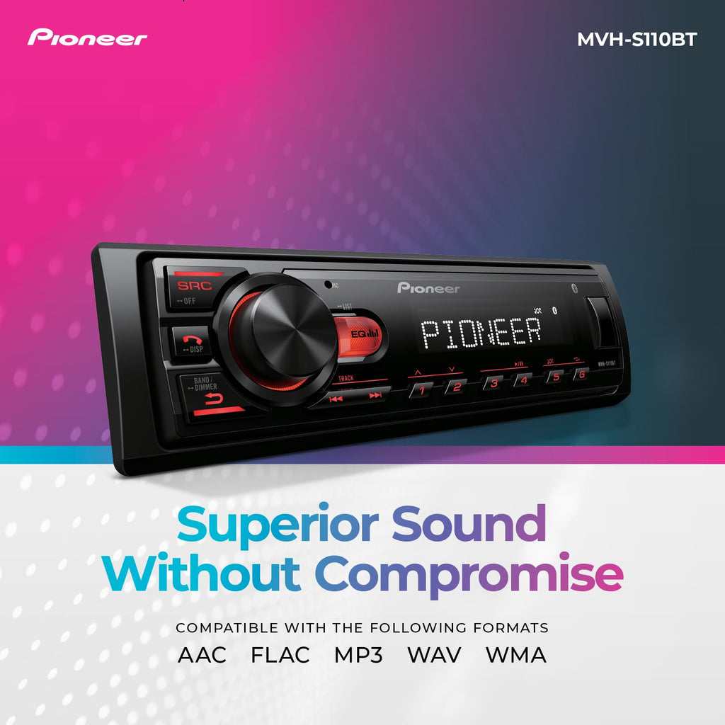 Pioneer MVH-S110BT 1-Din Digital Media Car Stereo with Bluetooth