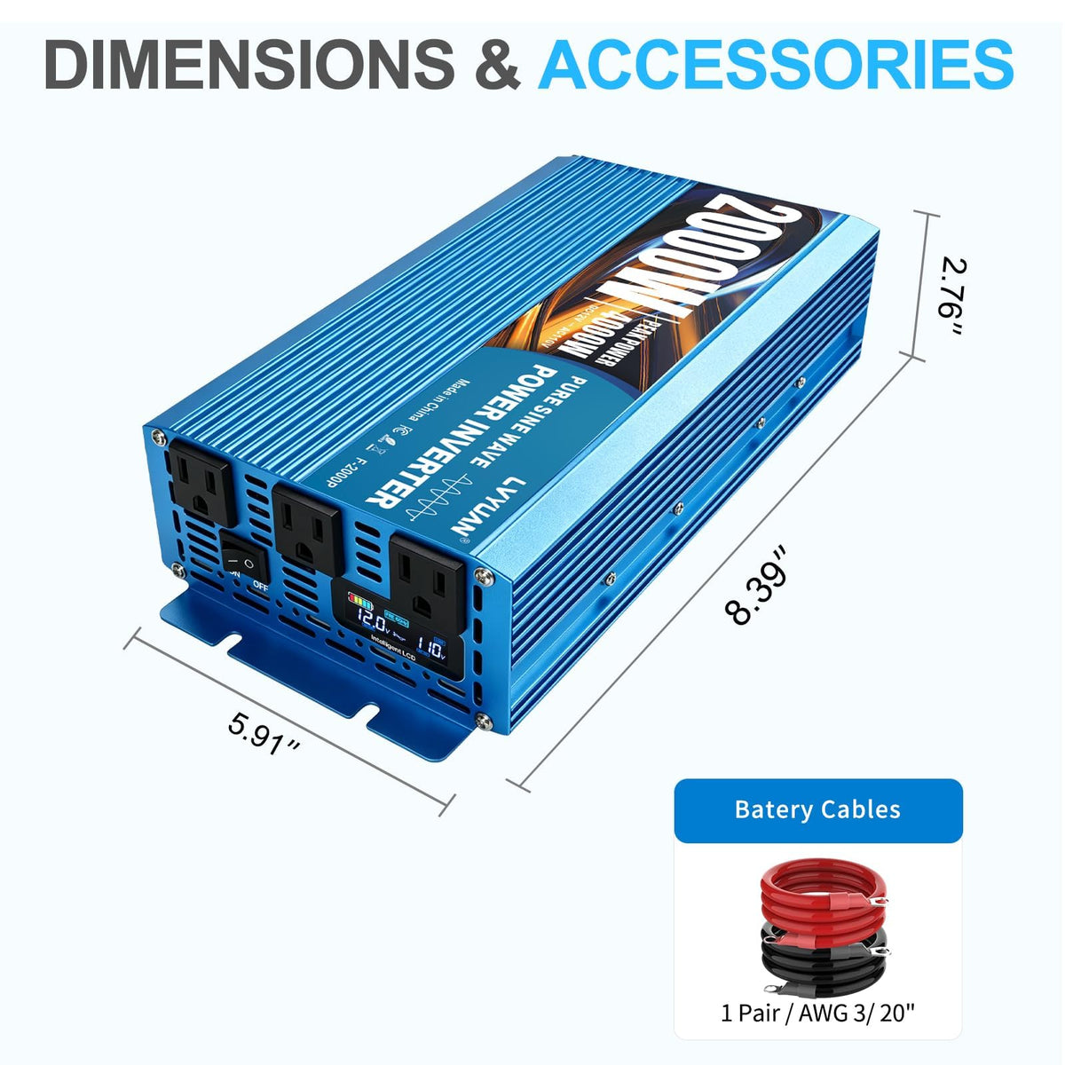 Parent‑Variant-LVYUAN Pure Sine Wave Power Inverter 12V DC to 110V/120V