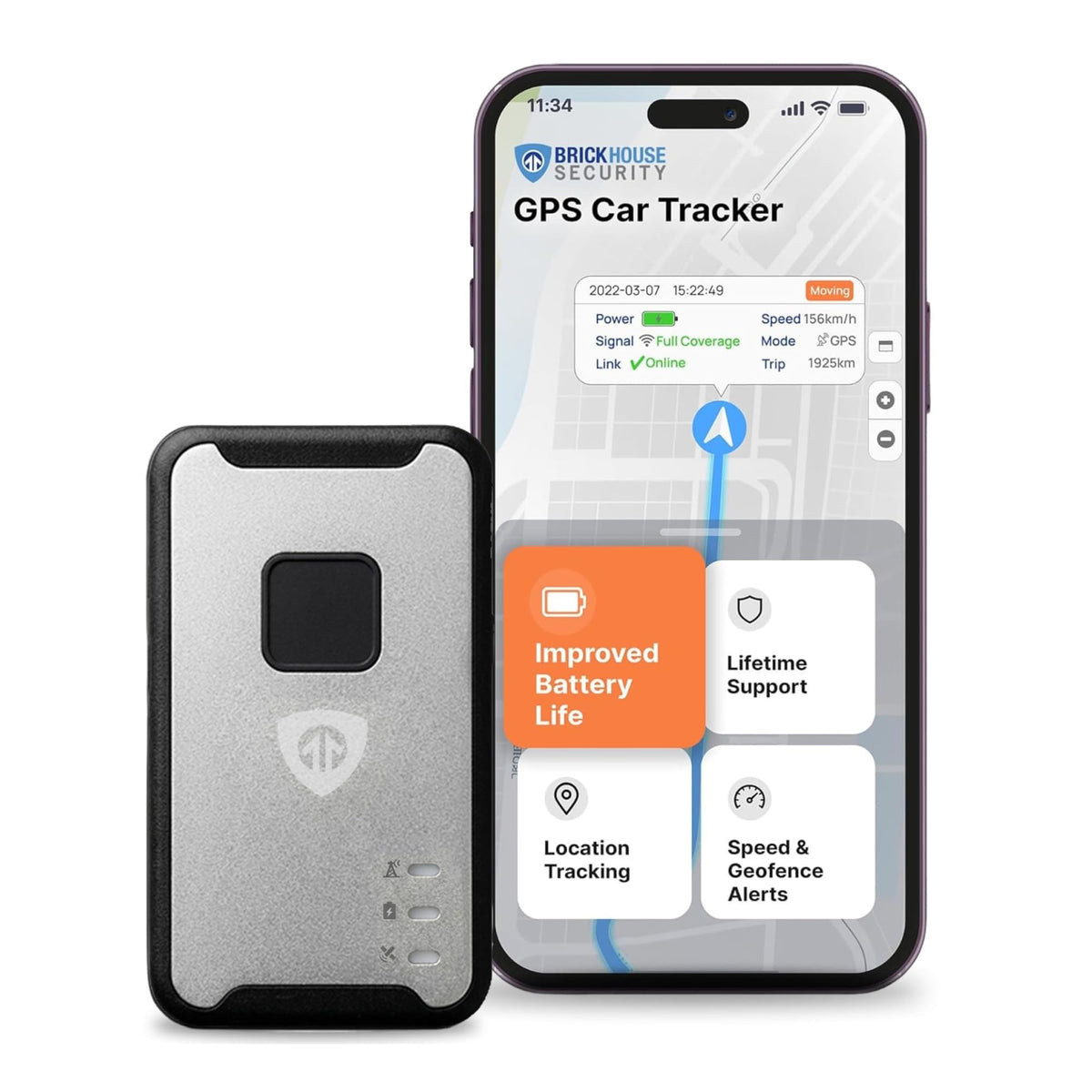 Brickhouse Security Spark Nano 7 GPS Tracker for Vehicles & Assets with Magnetic Case & Extended Battery, Hidden Tracking Device & Waterproof Case, 4G LTE Mini Portable Tracker, Subscription Required