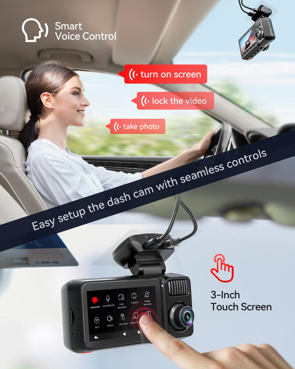 REDTIGER F17 Elite 4K Dash Cam 3 Channel, STARVIS 2 IMX678 & IMX675, 128GB Card, Full Night Color, 4K+2.5K+1080P Front and Rear Inside, Voice Control, 5GHz WiFi-30MB/s Download