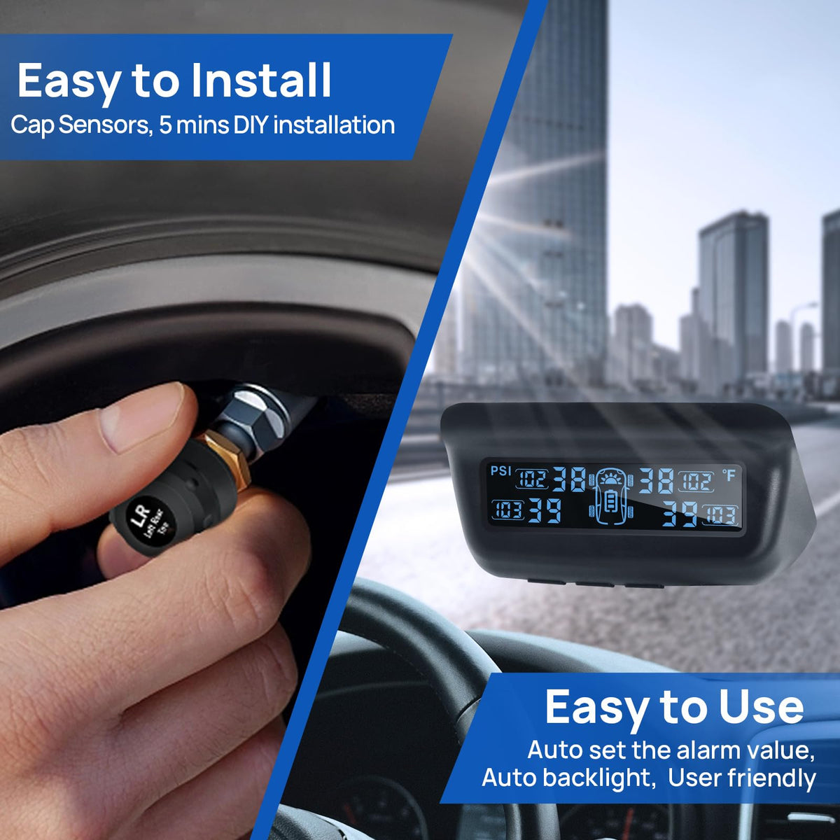 Masoll M13 Tire Pressure Monitoring System, RV/Trailer TPMS with 4 Sensors