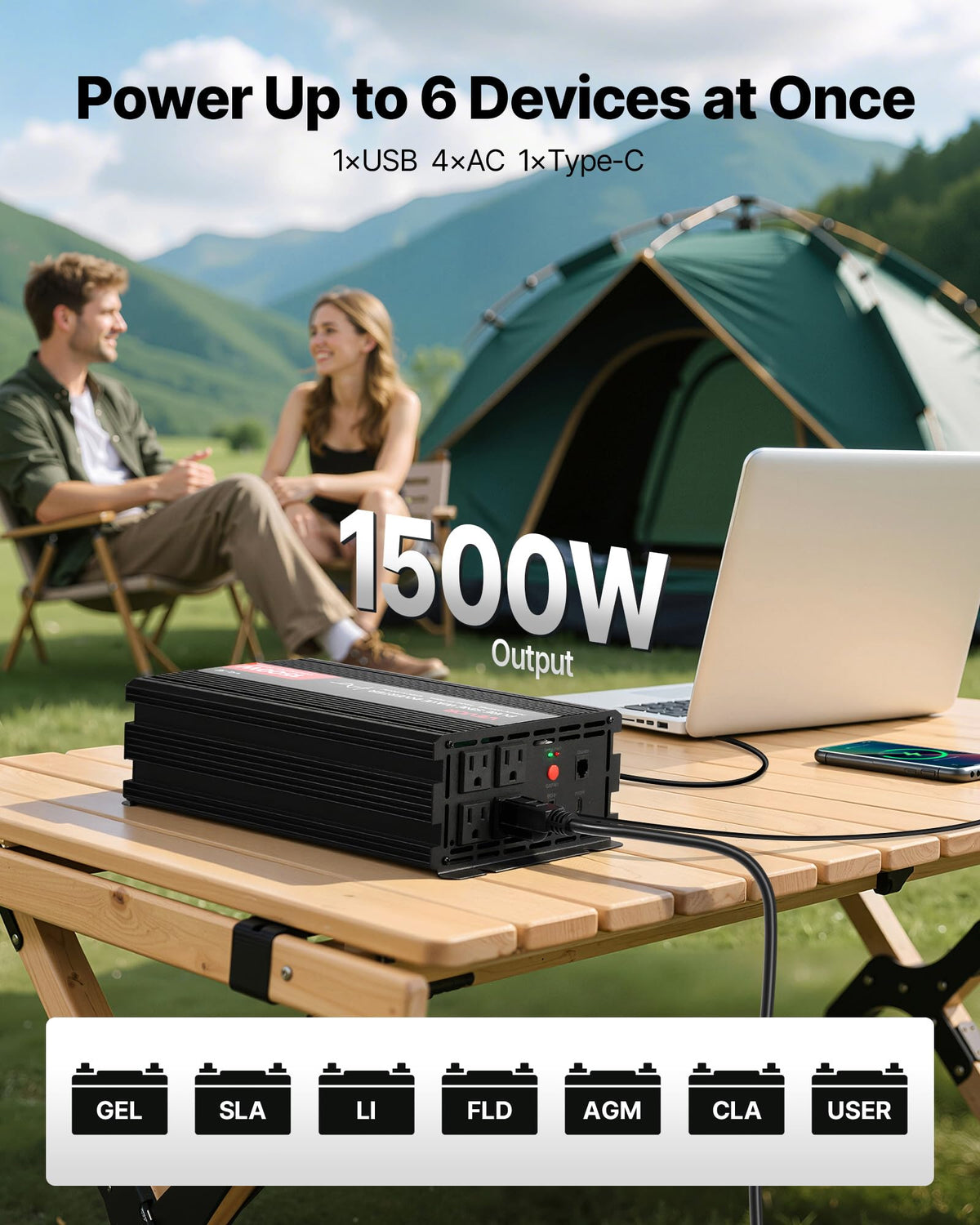 VEVOR Pure Sine Wave Inverter, 1000W 1500W 2000W 2500W 3000W 3500W 4000W 5000W, DC 12V to AC 120V Power Inverter, with Remote Controller, for RV Truck Car Solar System Travel Camping