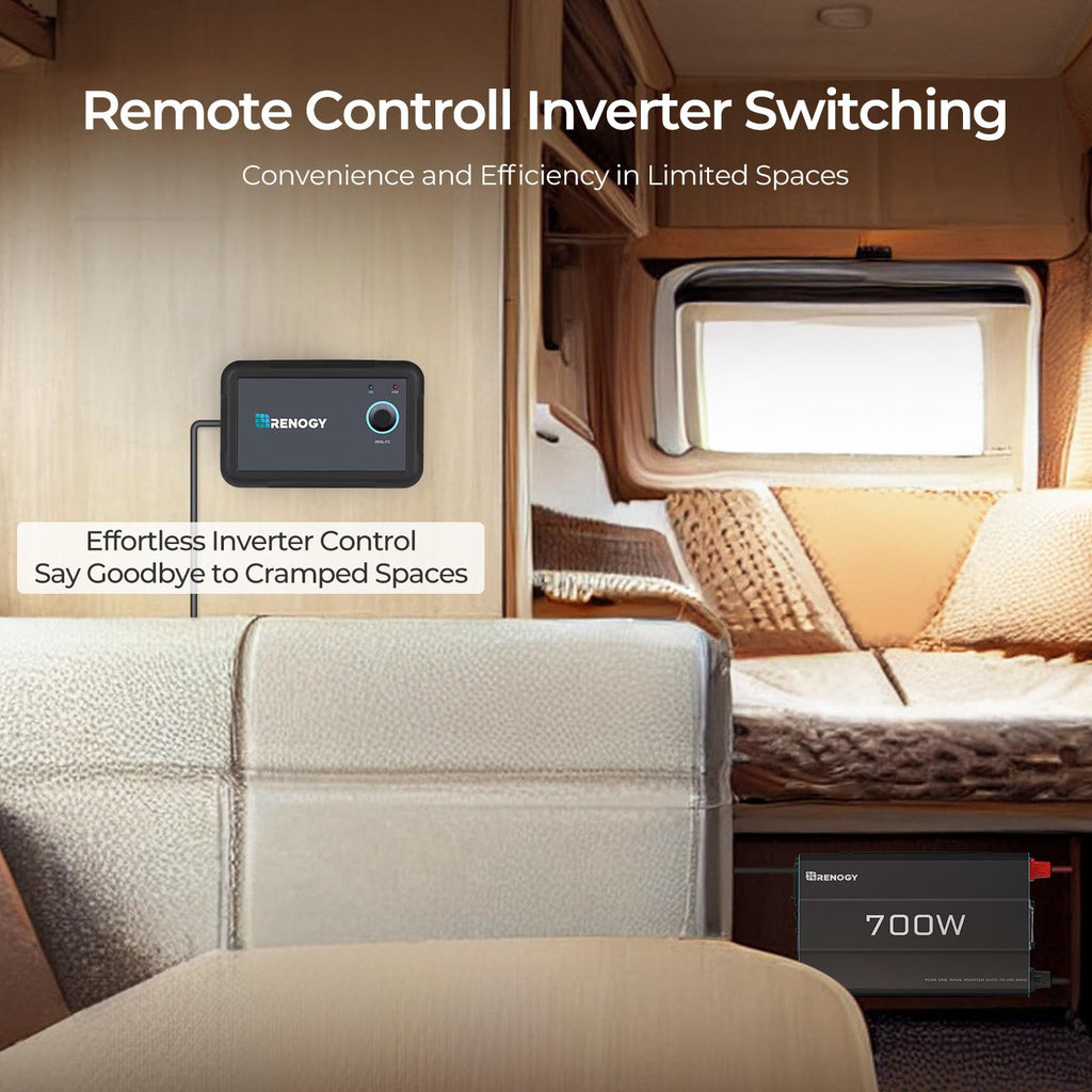 Renogy P2 Pure Sine Wave Inverter, Solar Car Power Inverter 12V to 120V AC Converter with 16.4FT Remote Control for RV, Truck, Camping, Home Backup, Outdoor, Emergency, Off-Grid Living