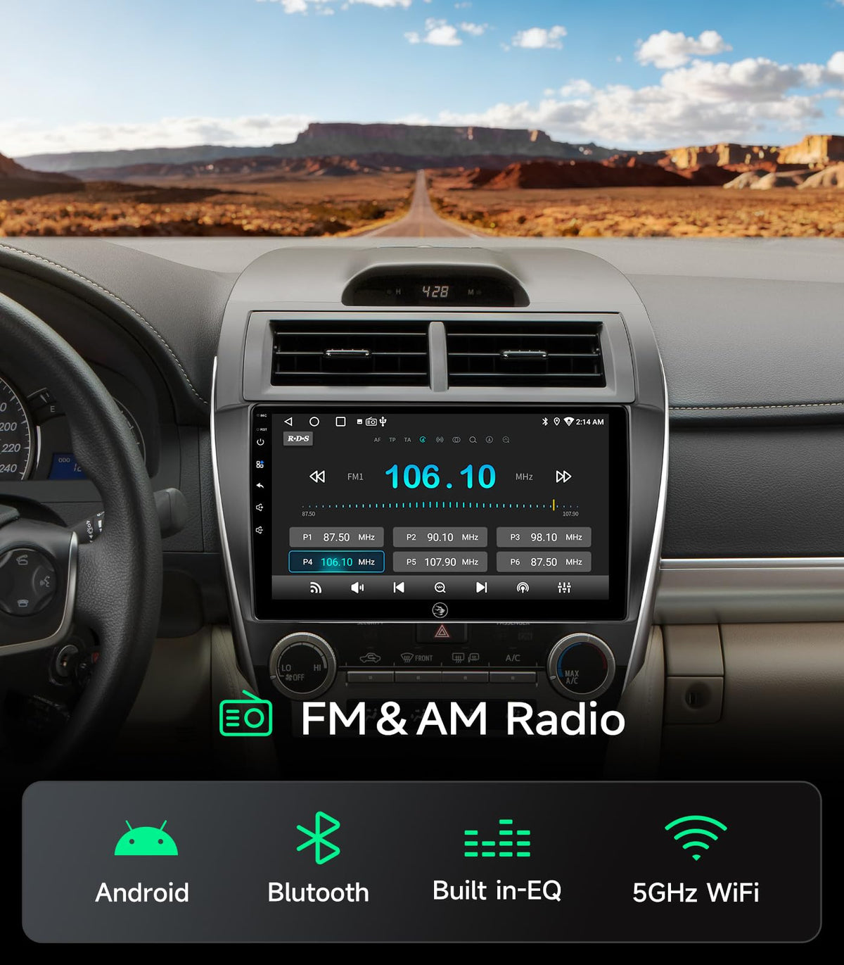 Car Stereo Radio for Toyota Camry 2012-2014, Wireless CarPlay Android Auto