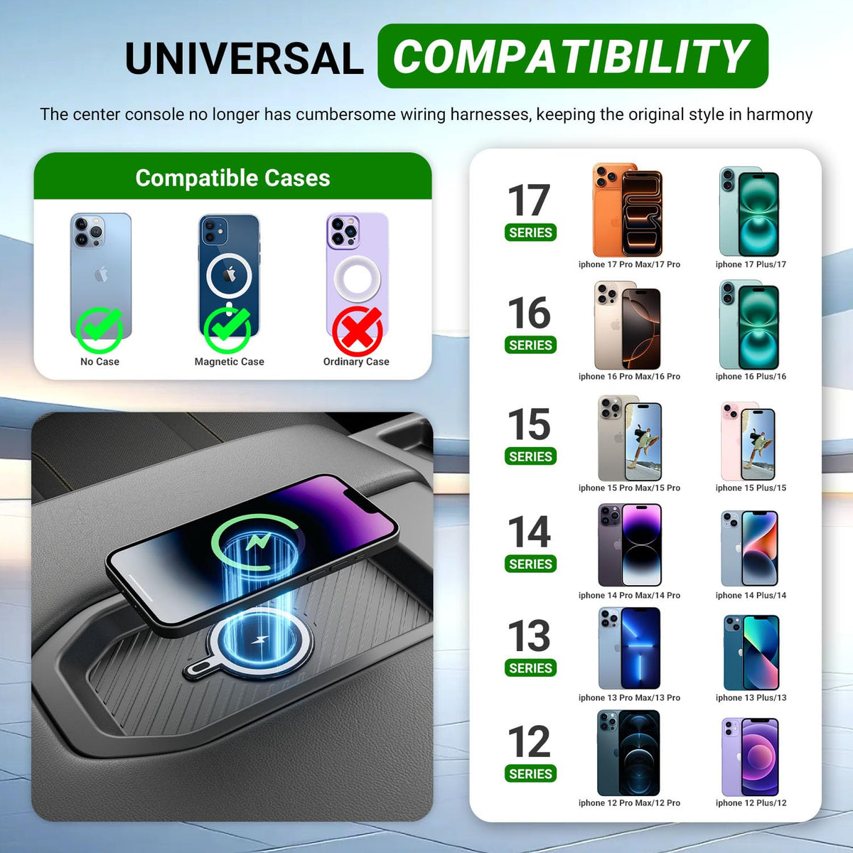 Xipoo Wireless Charger Compatible with 2019-2026 Chevy Silverado 1500