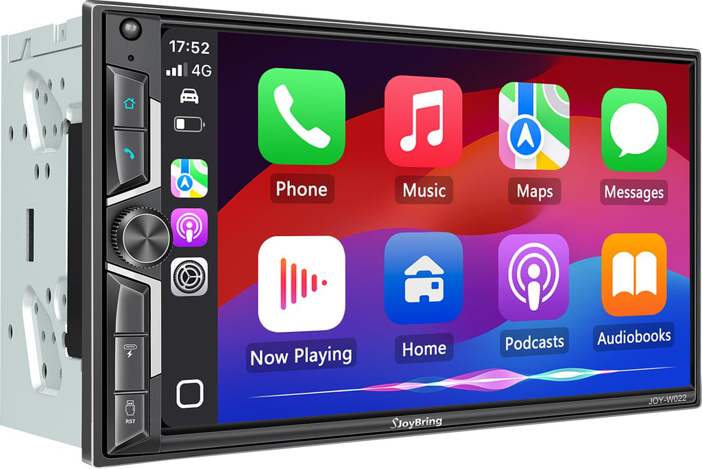 SJoyBring Upgrade Wireless Double Din Car Stereo with CarPlay, Android Auto, Bluetooth, 4-Channel RCA，Car Radio Receiver