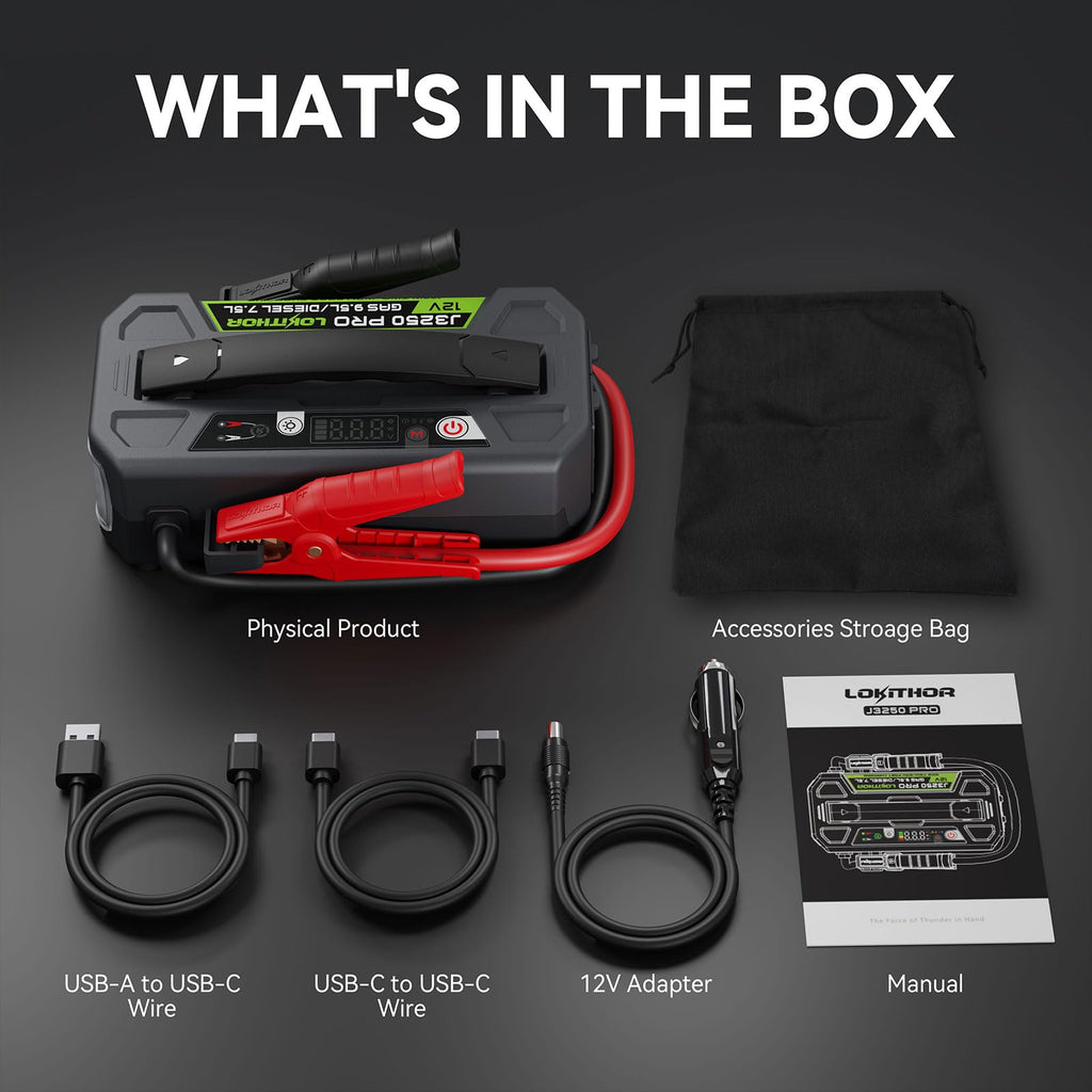 LOKITHOR J3250 PRO Jump Starter with ConnectMax (9.5L Gas & 7.5L Diesel)