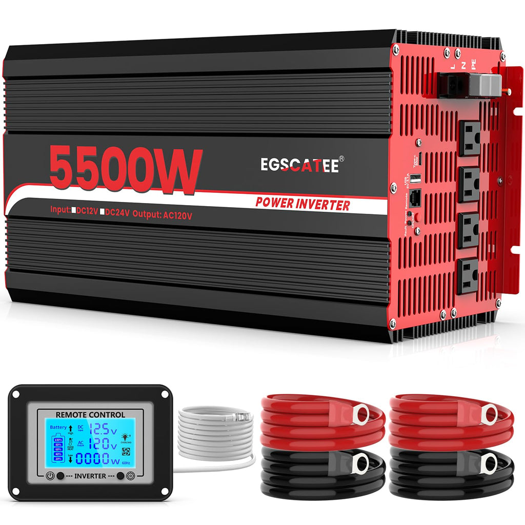 Power Inverter 12V DC to 110V/120V AC Converter Car Inverter with LCD Display, 2 AC Outlets, 3.1A USB Port for RV, Camping,Truck, Boat, Off-Grid Solar System